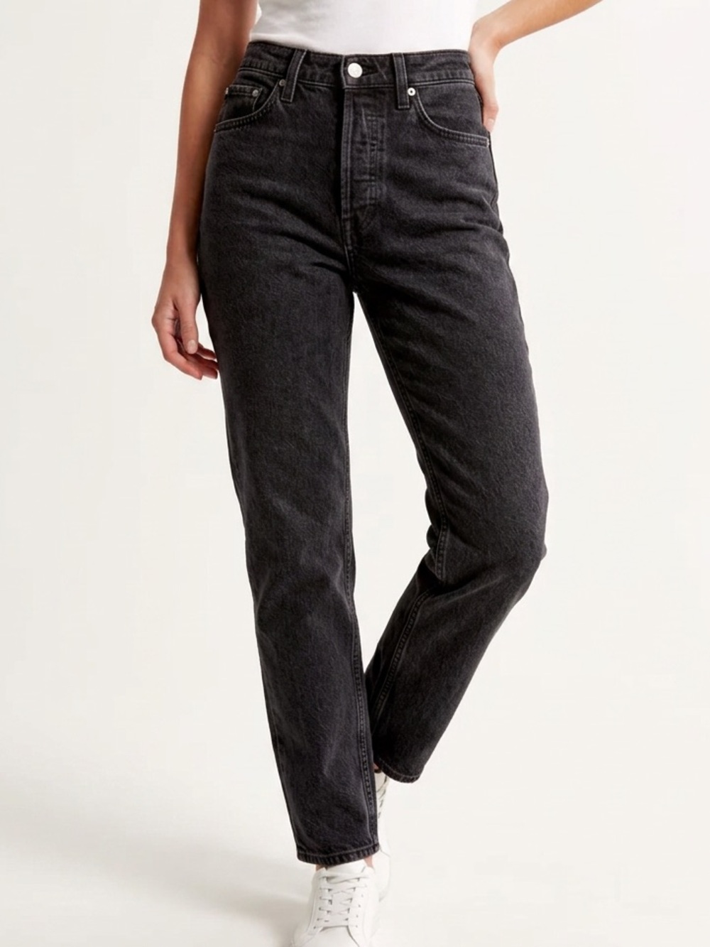 Abercrombie & Fitch The Dad High Rise Jeans Womens 24/00R Black Excellent Denim